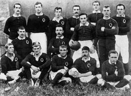 The Queensland team that beat the 1899 British Isles tourists. Arthur Corfe (standing, second from right) was then picked to play for Australia.
