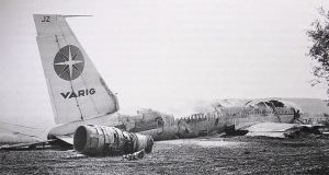 Varig 820 smouldering in the fields 