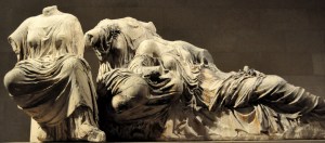 Some of the marbles removed from the Parthenon by Elgin. Note the folds in the dress and how they  match those of Tsagarakis