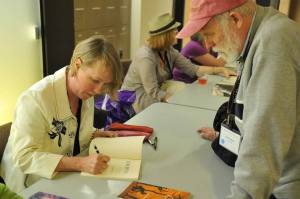 The demands of being one of America's top poets: signing at West Chester University of Pennsylvania.